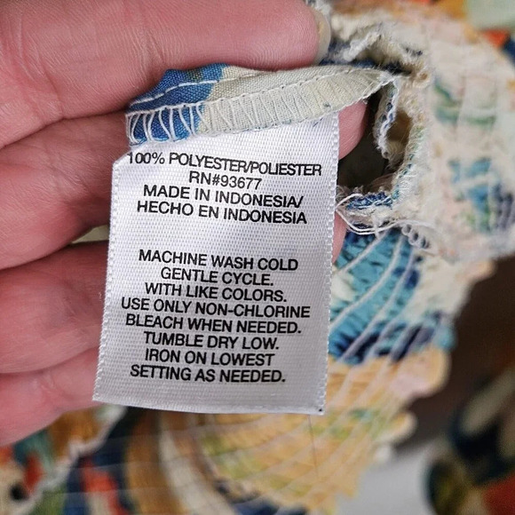 Allen B Schwartz Floral Print Peasant Top Blouse Cold Shoulder‎ Size Large - Picture 9 of 10